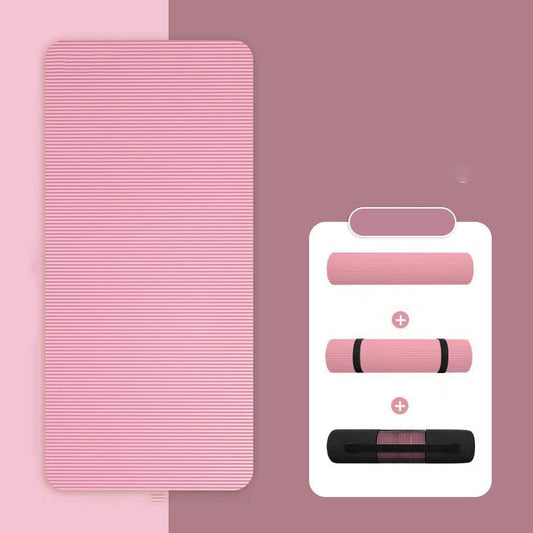 Extra-Long Yoga Mat — Pink color, pink extra-long mat with carry straps