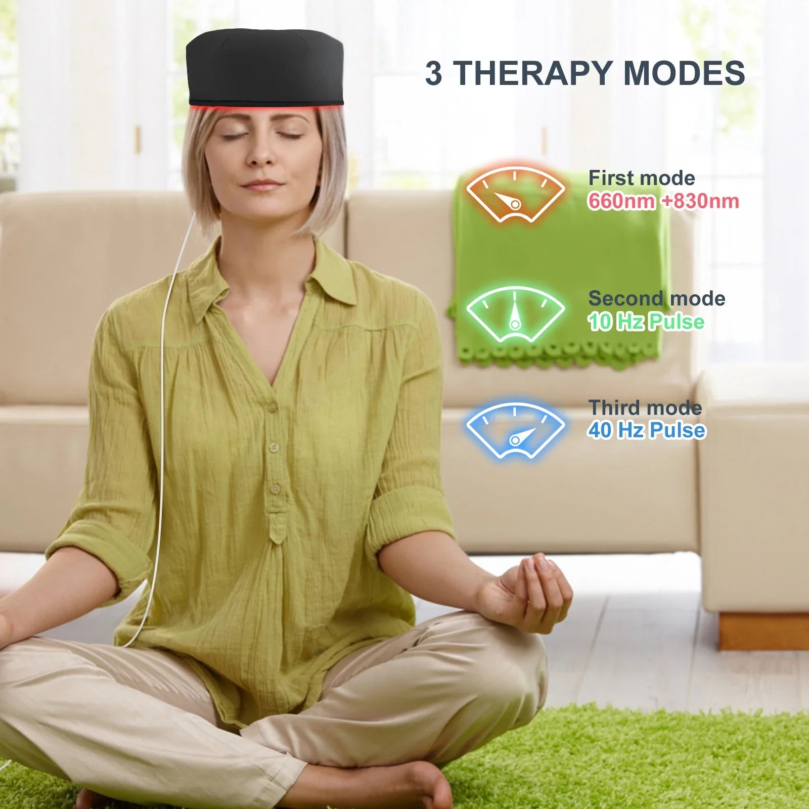 660nm & 830nm LED Light Cap – Red & Near-Infrared Wearable Hat for Scalp Comfort and Relaxation Use — product image 10