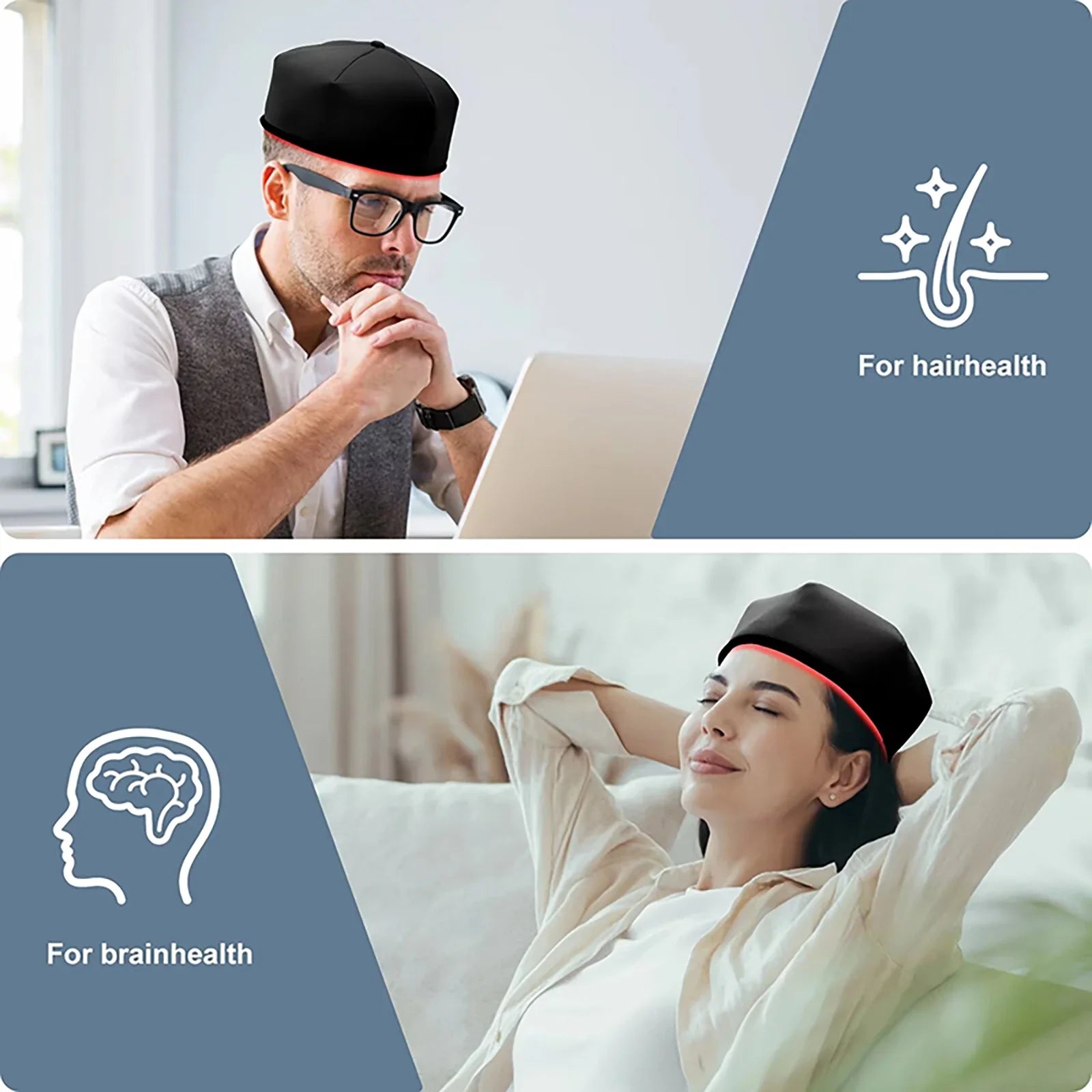 660nm & 830nm LED Light Cap – Red & Near-Infrared Wearable Hat for Scalp Comfort and Relaxation Use — product image 8
