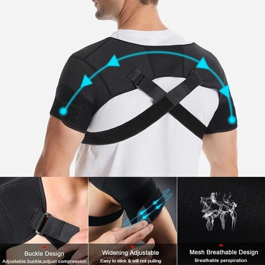 Adjustable Shoulder Brace for Sports, Back Pain Relief, Compression Support, Double Bandage Strap,… — product image 1