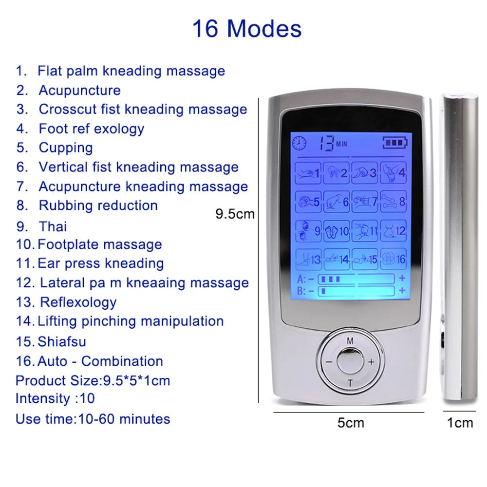 Dual-Channel Electric Pulse Massager – Rechargeable EMS/TENS Stimulation Device with 16 Modes, LCD… — product image 6