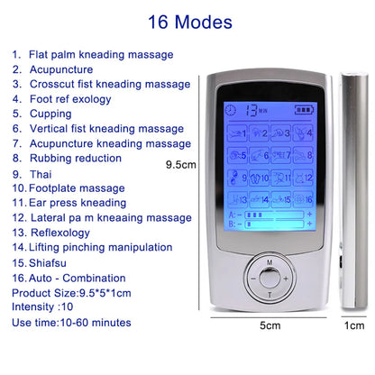 Dual-Channel Electric Pulse Massager – Rechargeable EMS/TENS Stimulation Device with 16 Modes, LCD… — product image 6
