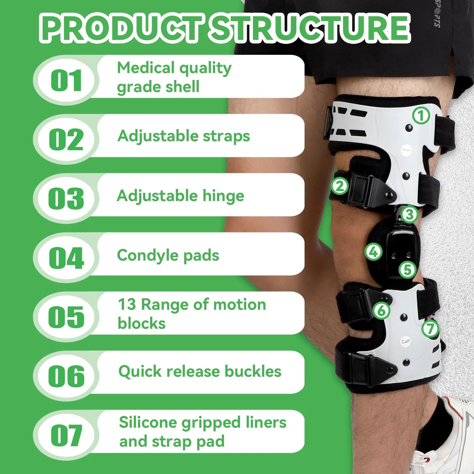 OA Unloader Knee Brace – Adjustable Hinged Support with Medial Offloading and Range of Motion Control — product image 5