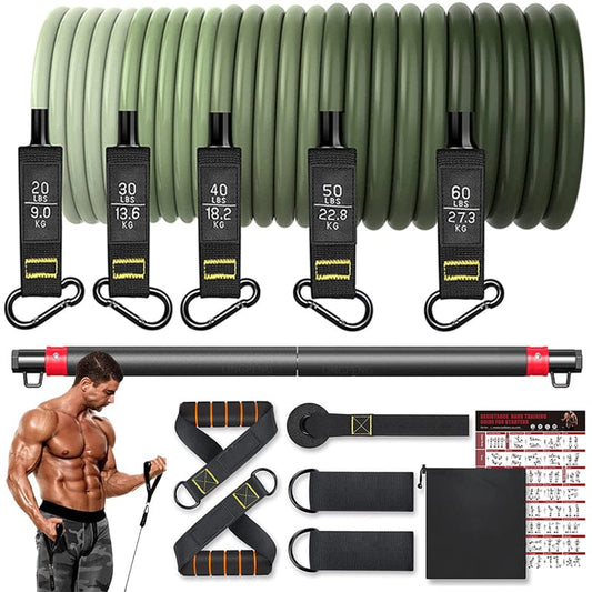 Resistance Band Set – 5 Tube Fitness Bands with Handles, Ankle Straps & Door Anchor for Full-Body… — product image 1