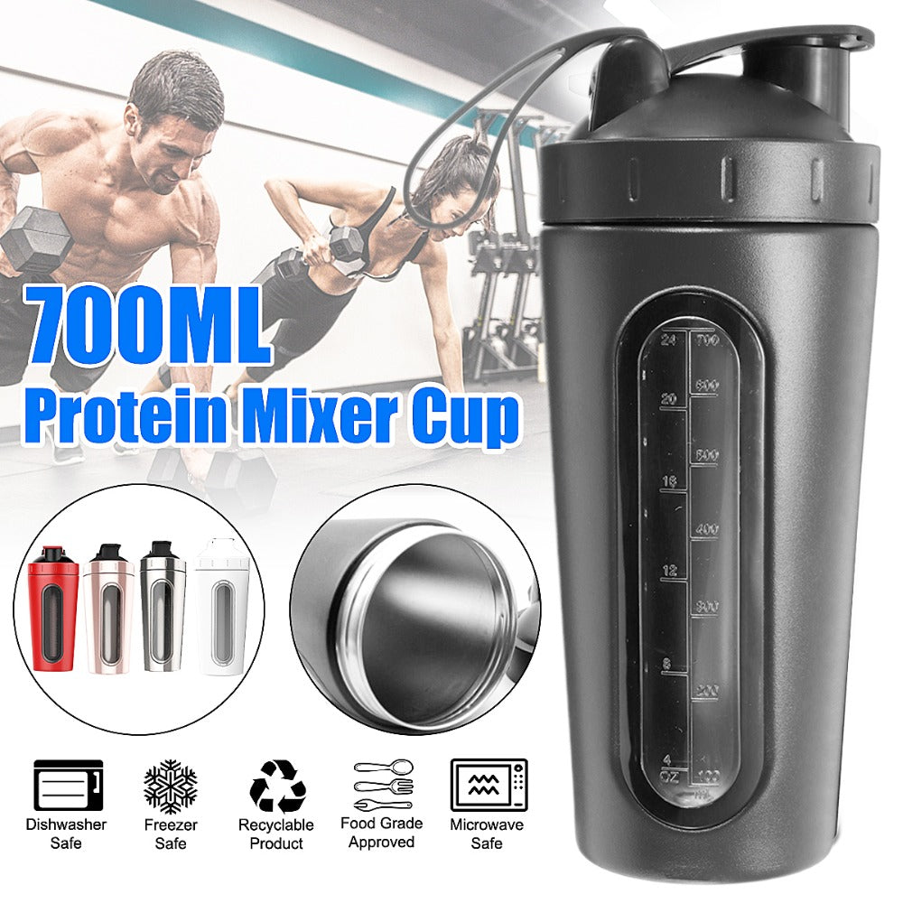 Stainless Steel Sports Shaker Bottle – 700ML Protein Mixer with Scale – Leak-Proof Gym Fitness Water… — product image 11