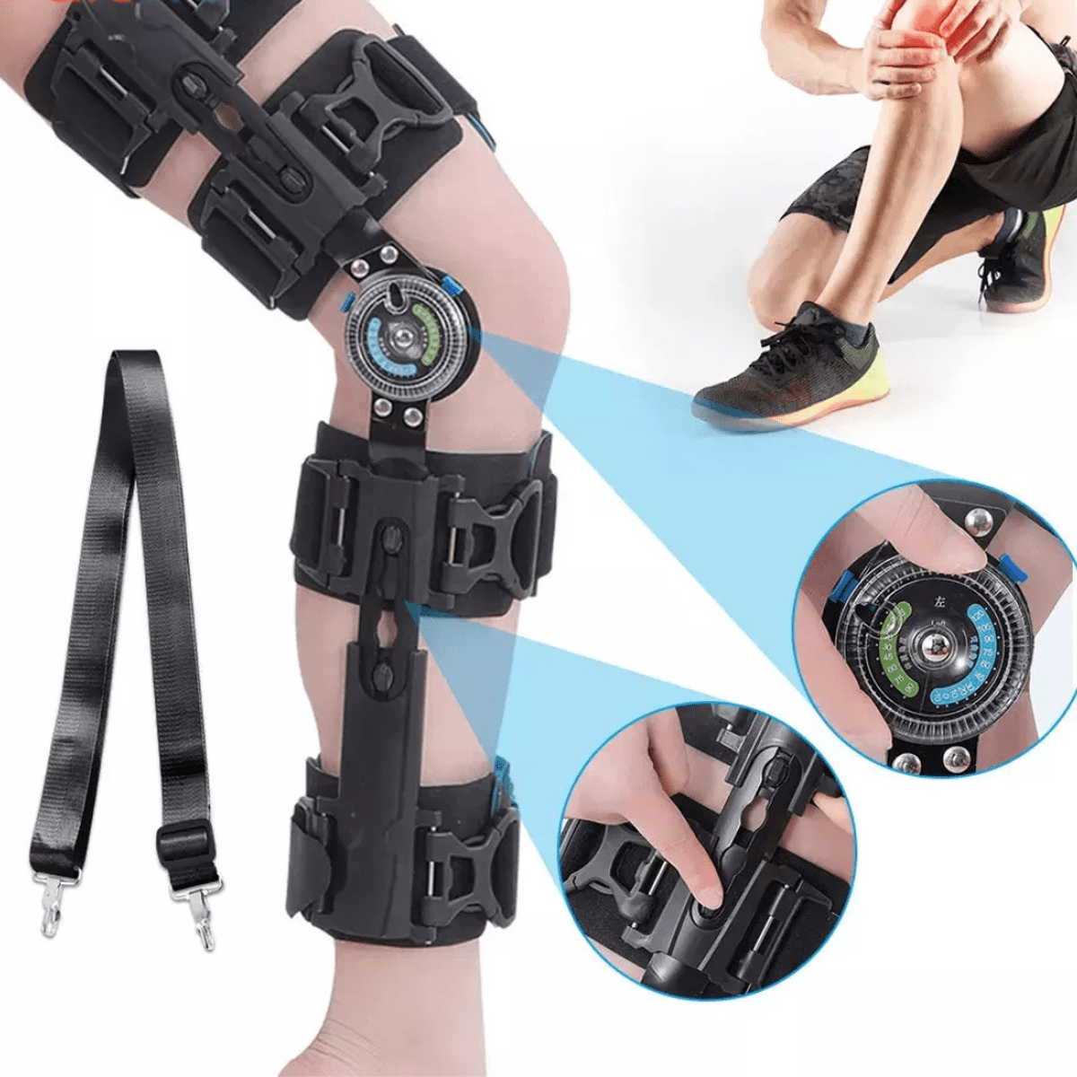 Adjustable Hinged Knee Brace with Aluminum Frame, One Size - Darian Fits