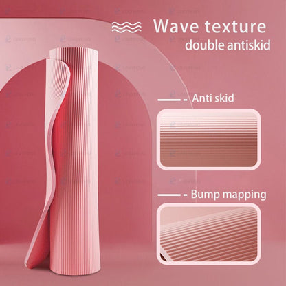 Extra-Long Yoga Mat — pink wave-texture detail