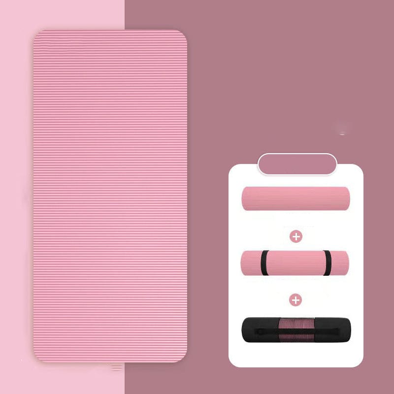 Extra-Long Yoga Mat — Pink color, pink extra-long mat with carry straps