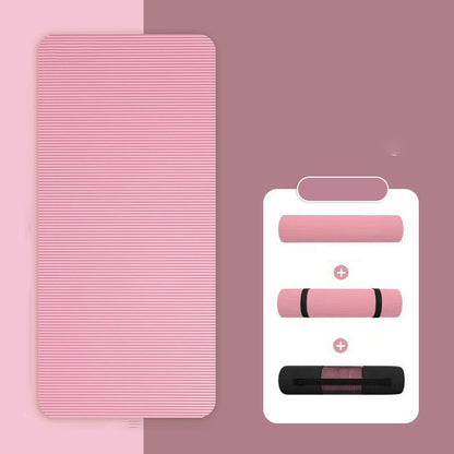 Extra-Long Yoga Mat — Pink color, pink extra-long mat with carry straps