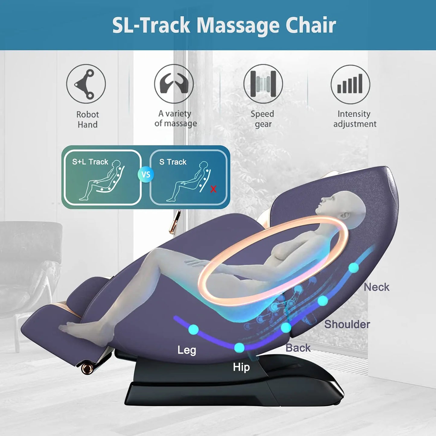4D Massage Chair SL-Track Full Body Shiatsu Recliner — product image 4