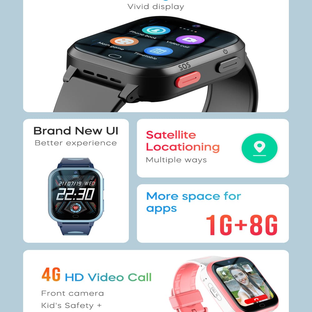 4G Kids Smartwatch – Video Call, GPS Tracking, IP67 Waterproof, 8GB ROM, Health Monitoring, Wi-Fi,… — product image 4