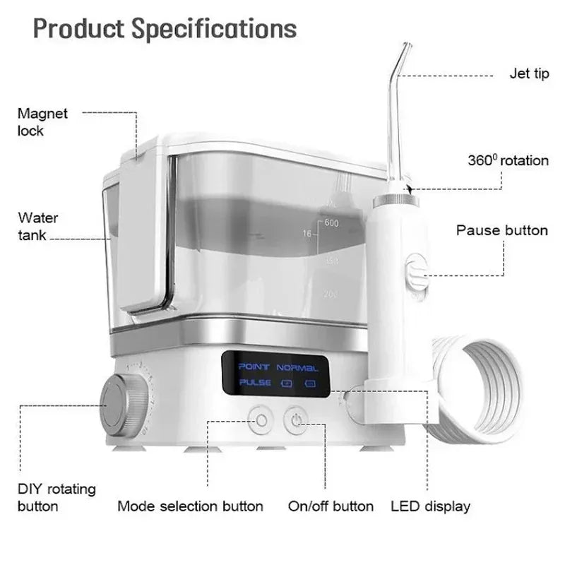 600ML Oral Irrigator – Multifunction Electric Water Flosser with 10 Modes and IPX7 Waterproof Design — product image 7