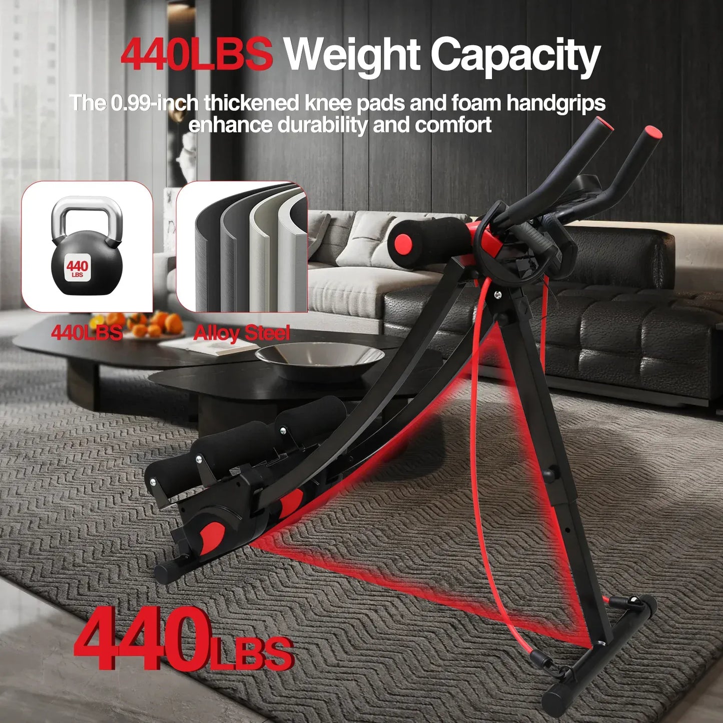 Ab Machine Monorail Cruncher – Adjustable Height Core Trainer with 4 Resistance Levels and 440 lb… — product image 11