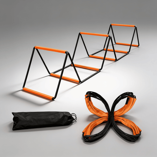 Adjustable nylon agility ladder with plastic rungs and carry bag