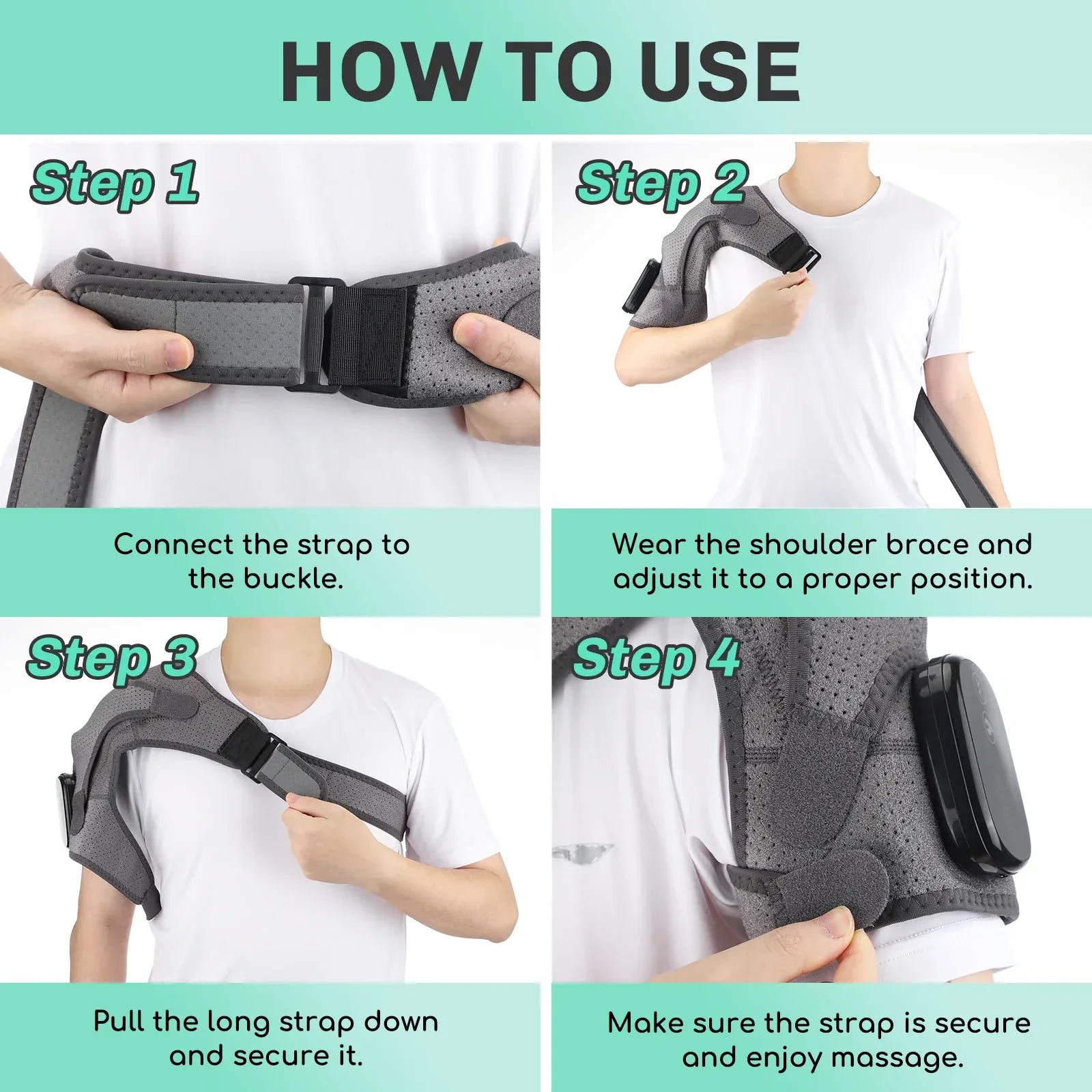 Adjustable Heated Shoulder Brace – Electric Vibration Compression Wrap for Left and Right Shoulder… — product image 12