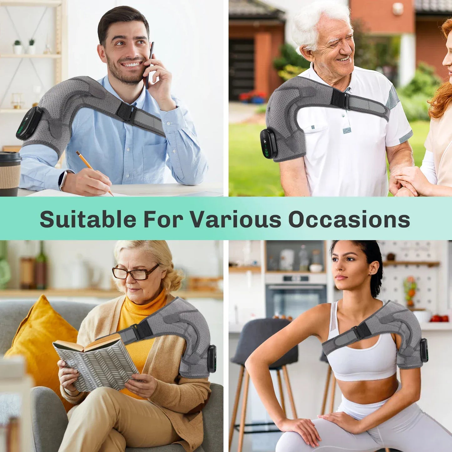Adjustable Heated Shoulder Brace – Electric Vibration Compression Wrap for Left and Right Shoulder… — product image 11