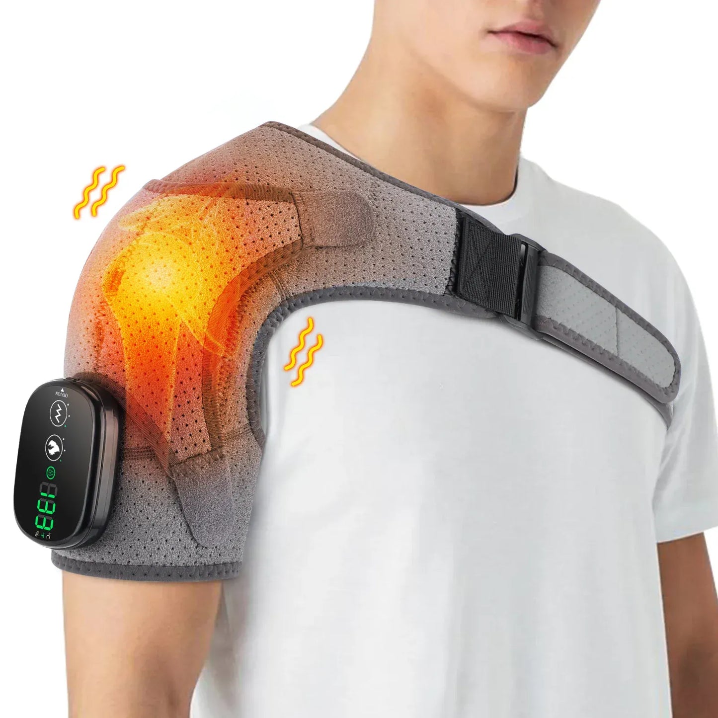 Adjustable Heated Shoulder Brace – Electric Vibration Compression Wrap for Left and Right Shoulder… — product image 3