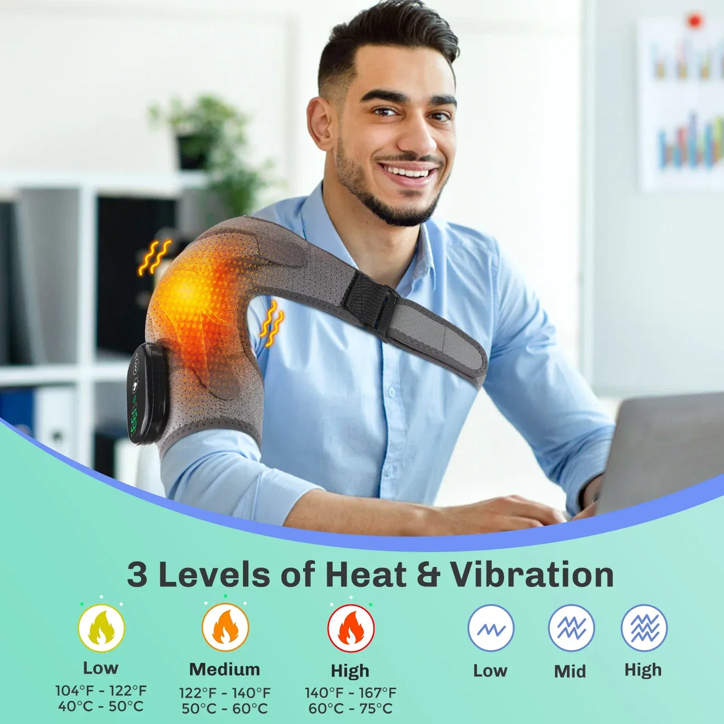 Adjustable Heated Shoulder Brace – Electric Vibration Compression Wrap for Left and Right Shoulder… — product image 6