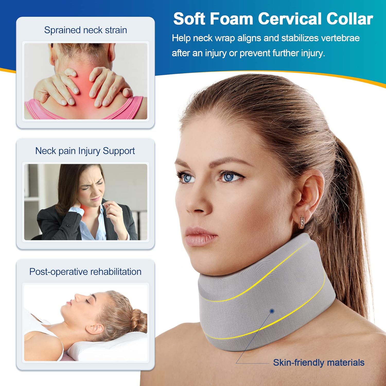 Adjustable Neck Brace Foam Cervical Collar for Pain Relief — product image 7