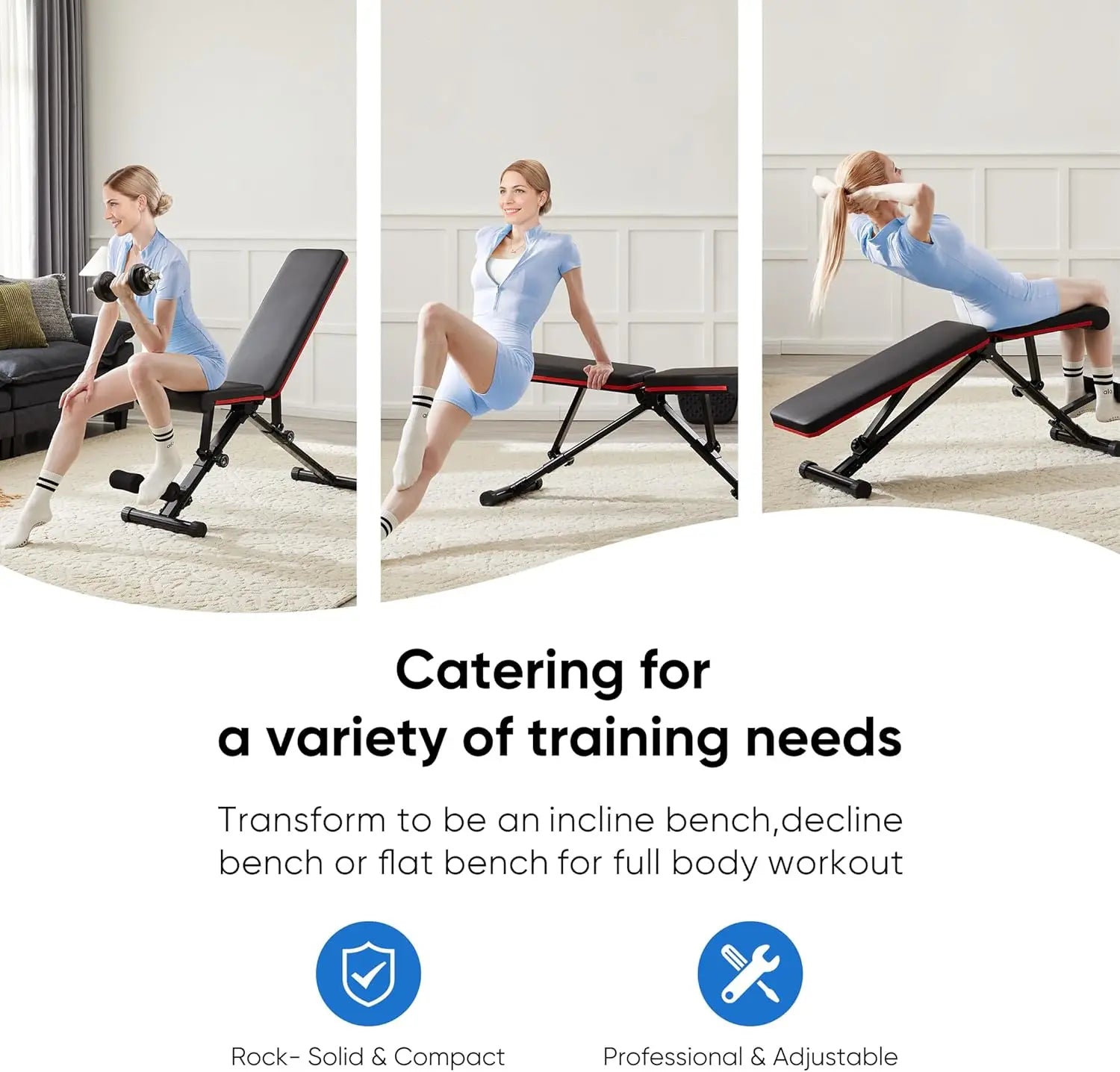 Adjustable Weight Bench for Home Gym – Foldable Incline Decline Flat Workout Bench with 795 lb Capacity — product image 3