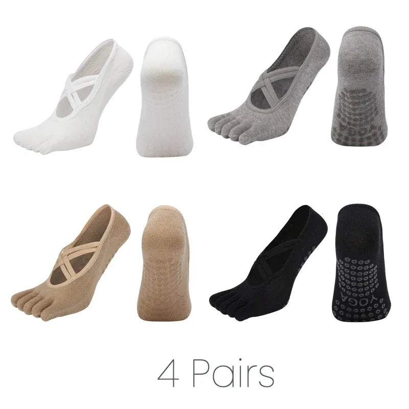 Anti Slip Pilates Socks for Women – Five Toe Silicone Grip Yoga and Fitness Cotton Socks — product image 5
