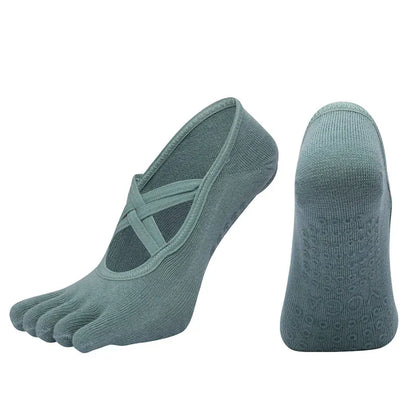 Anti Slip Pilates Socks for Women – Five Toe Silicone Grip Yoga and Fitness Cotton Socks — product image 18