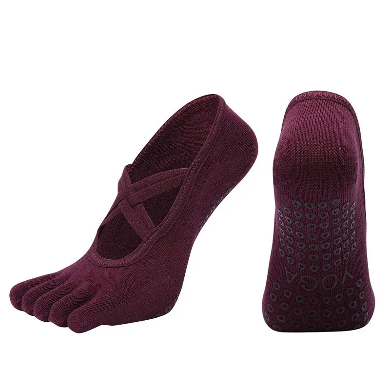 Anti Slip Pilates Socks for Women – Five Toe Silicone Grip Yoga and Fitness Cotton Socks — product image 1
