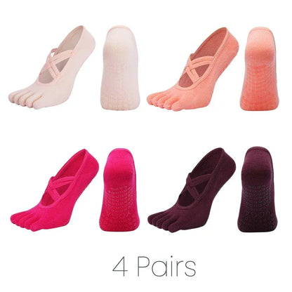 Anti Slip Pilates Socks for Women – Five Toe Silicone Grip Yoga and Fitness Cotton Socks — product image 19