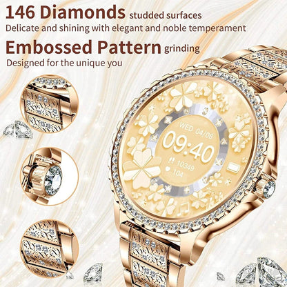 Women's Fitness Smartwatch — diamond-style case and embossed-band details