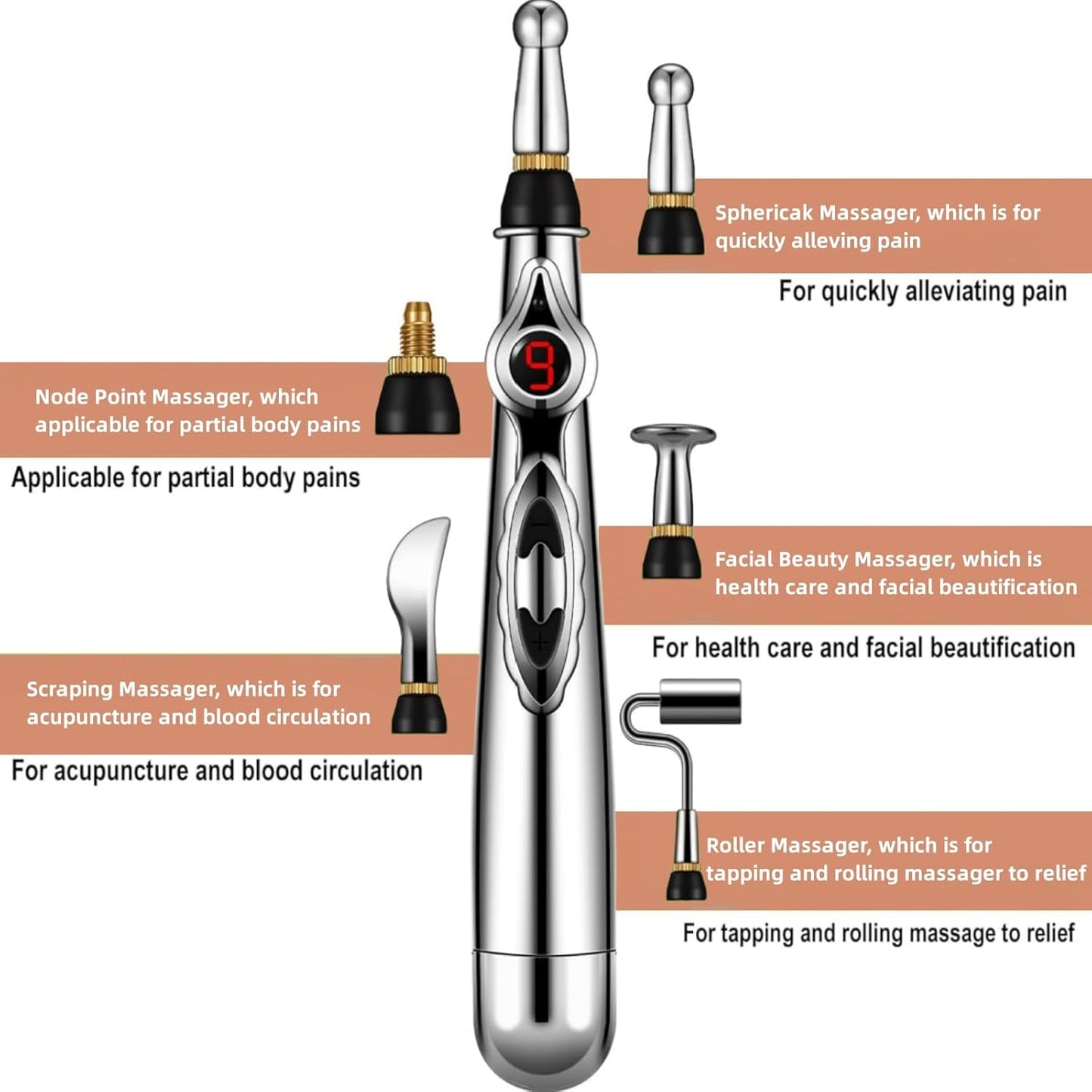 Electronic Acupuncture Pen for Body Massage - EMS Microcurrent Acupressure Meridian Pen with 9… — product image 10