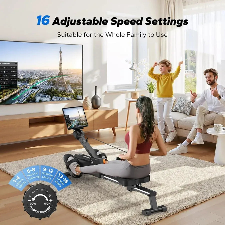 Foldable Magnetic Rowing Machine for Home – 16 Level Resistance Compact Cardio Trainer with 350 lb… — product image 5