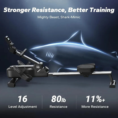 Foldable Magnetic Rowing Machine for Home – 16 Level Resistance Compact Cardio Trainer with 350 lb… — product image 2