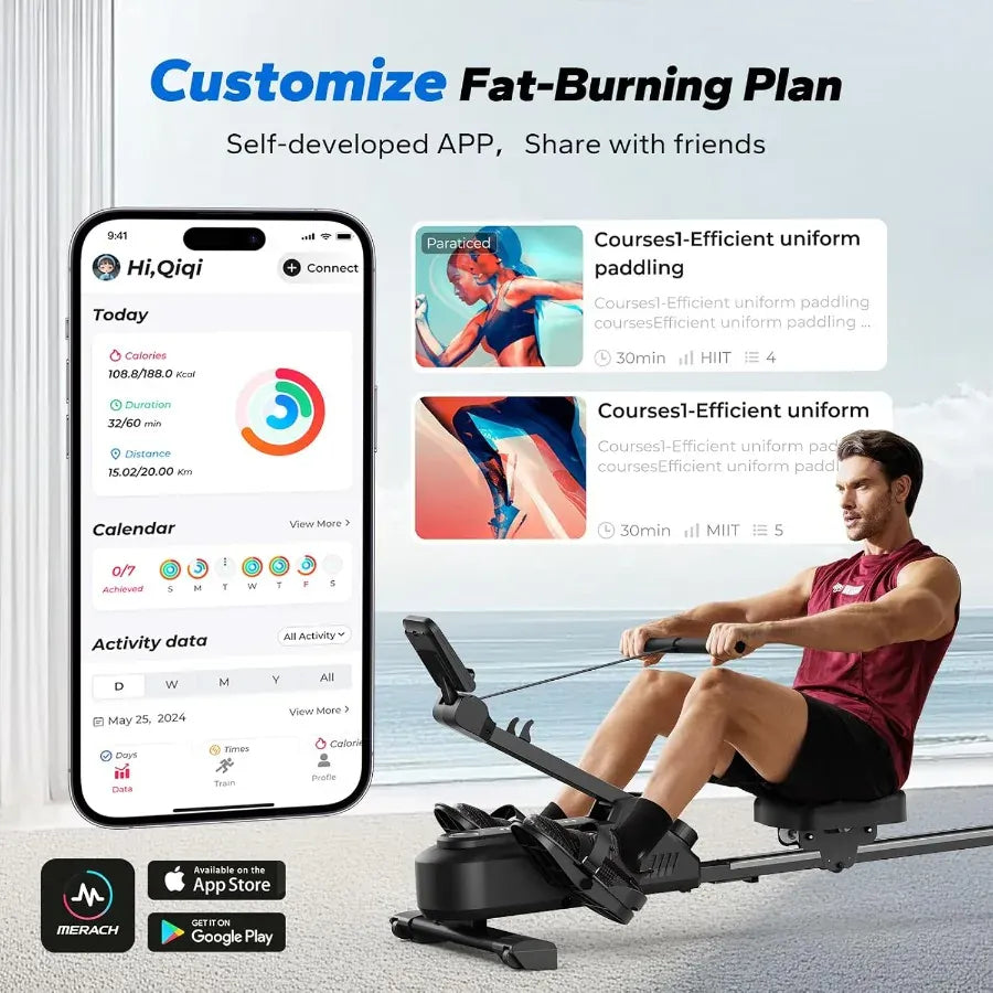 Foldable Magnetic Rowing Machine for Home – 16 Level Resistance Compact Cardio Trainer with 350 lb… — product image 7