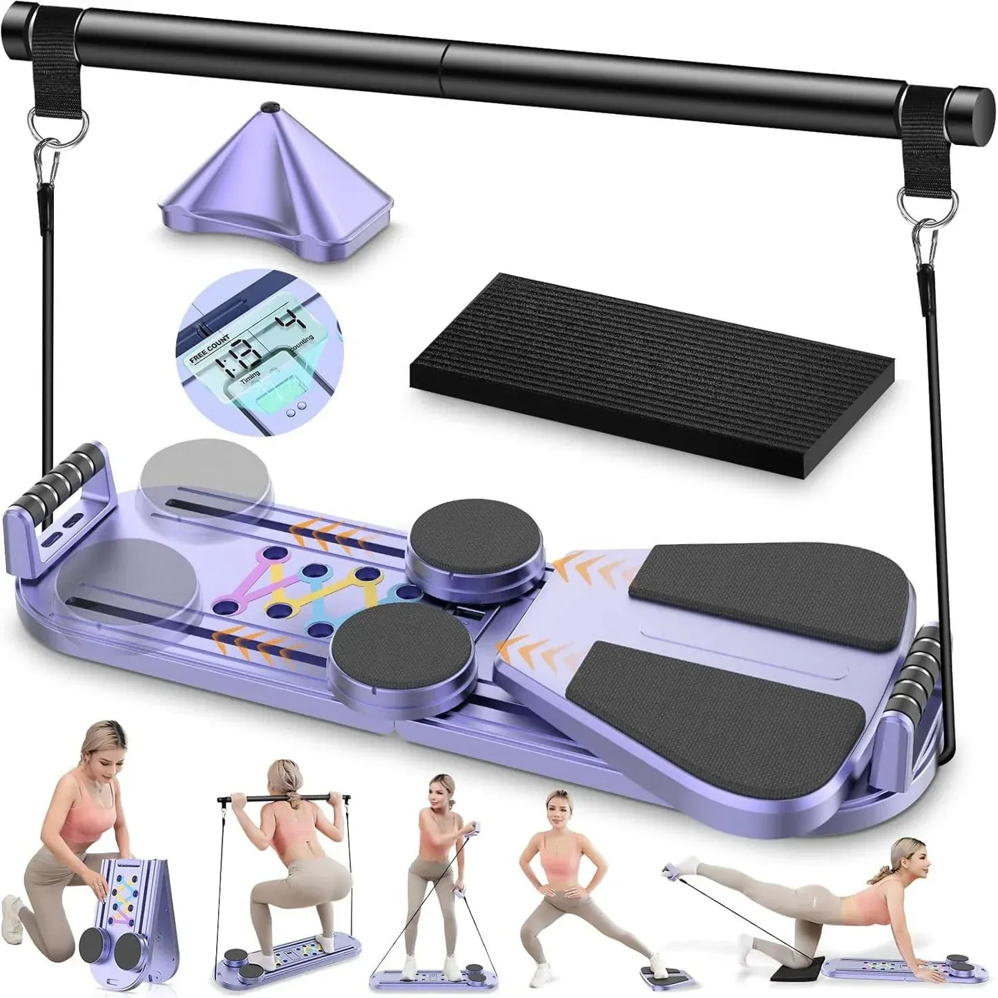 Foldable Multifunctional Pilates Push Up Board – Portable Home Gym Reformer for Full Body Training — product image 1