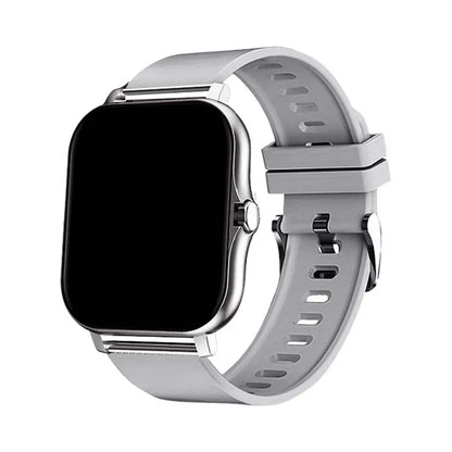 Android Smartwatch — Silver color, silver silicone-band smartwatch