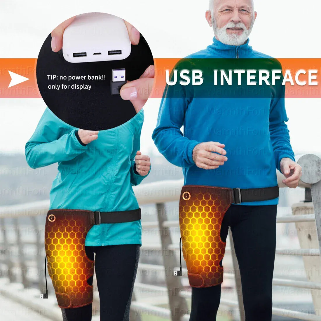 Full Wrap Heated Hip Support Brace – USB Powered Compression Wrap with 3 Heat Levels and Vibration… — product image 4