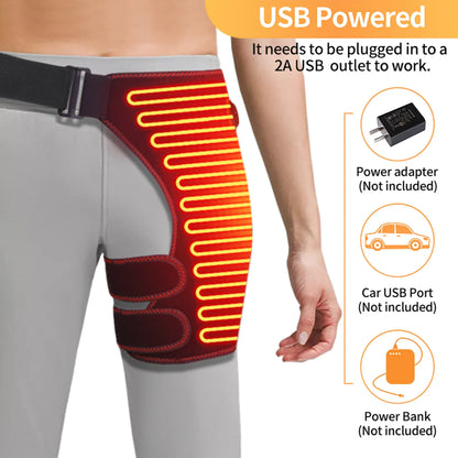 Full Wrap Heated Hip Support Brace – USB Powered Compression Wrap with 3 Heat Levels and Vibration… — product image 7