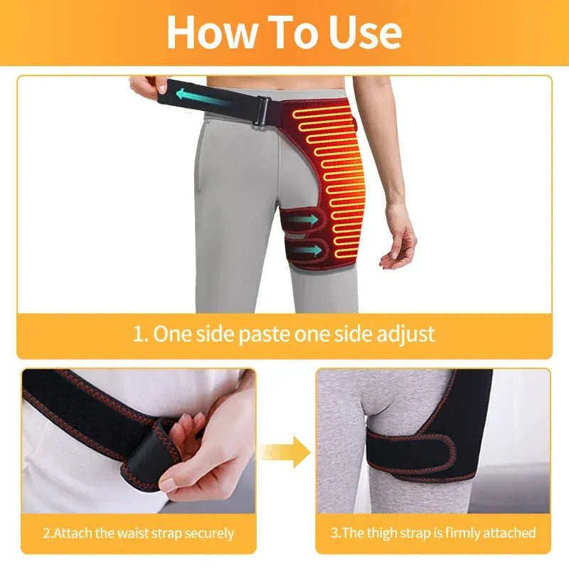 Full Wrap Heated Hip Support Brace – USB Powered Compression Wrap with 3 Heat Levels and Vibration… — product image 8