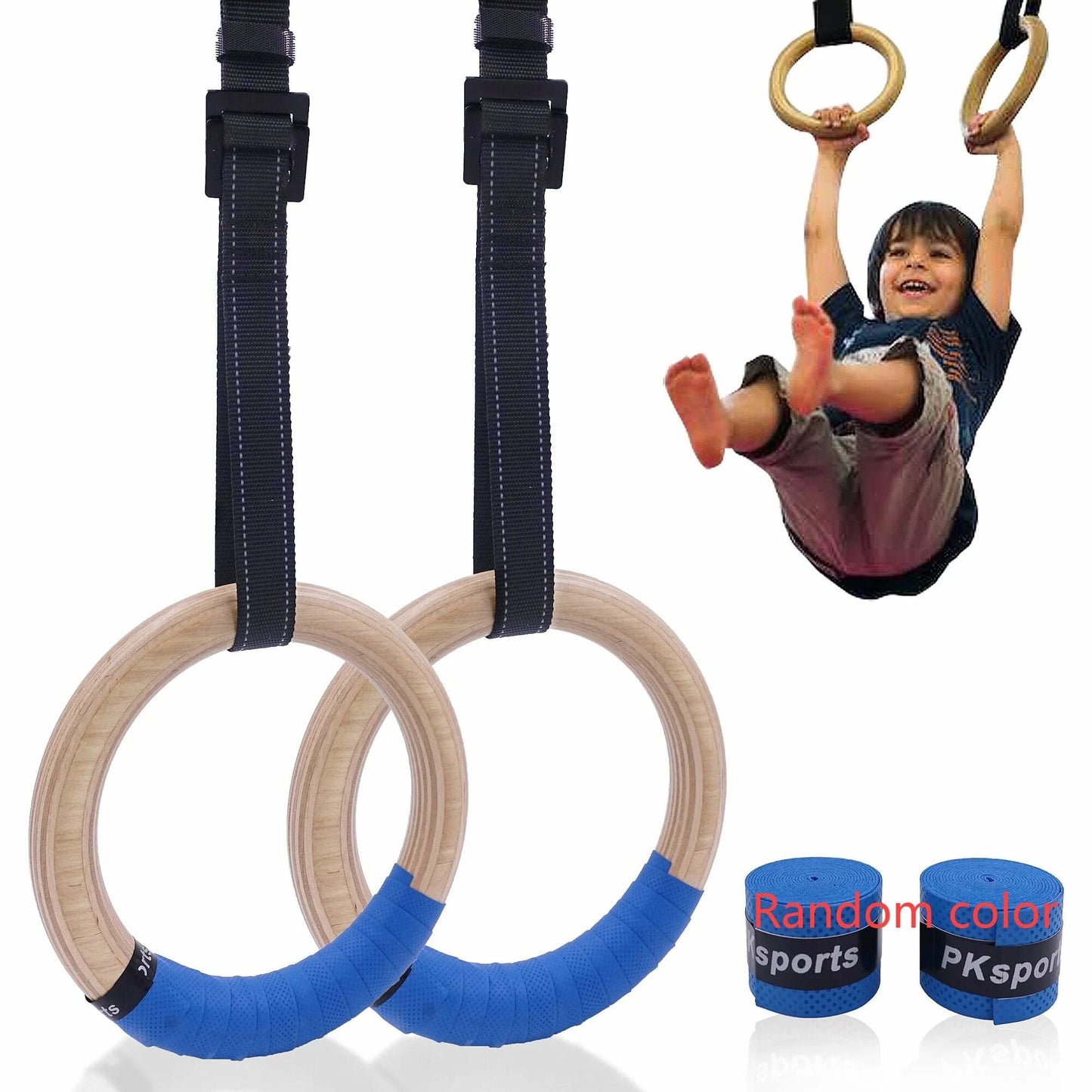 Gymnastics Rings – Adjustable Wooden Rings with Nylon Straps for Kids & Adults, 400kg Load Capacity,… — product image 10