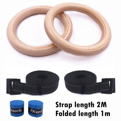 Gymnastics Rings – Adjustable Wooden Rings with Nylon Straps for Kids & Adults, 400kg Load Capacity,… — product image 4