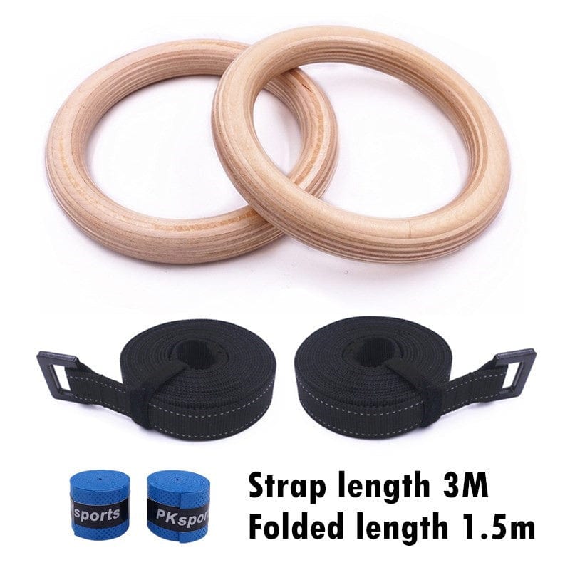 Gymnastics Rings – Adjustable Wooden Rings with Nylon Straps for Kids & Adults, 400kg Load Capacity,… — product image 6