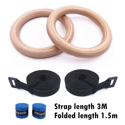 Gymnastics Rings – Adjustable Wooden Rings with Nylon Straps for Kids & Adults, 400kg Load Capacity,… — product image 6