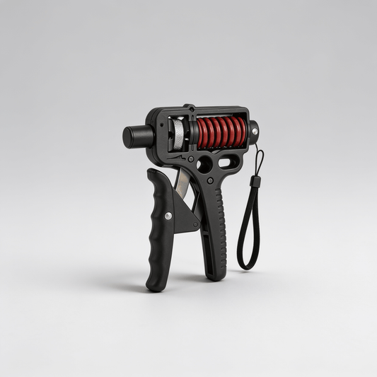 Adjustable hand grip strengthener with steel spring