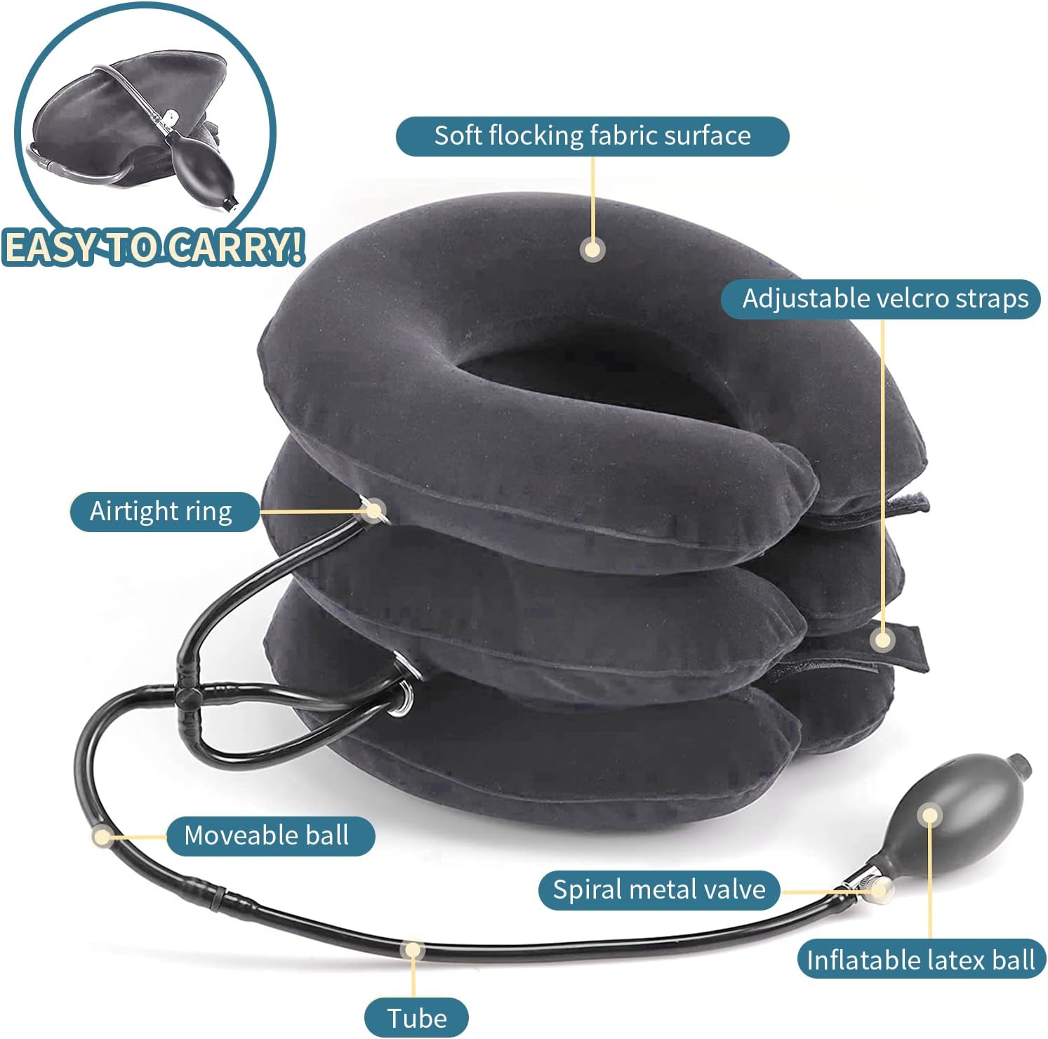 Inflatable Neck Collar Pillow for Cervical Traction & Posture Correction — product image 10