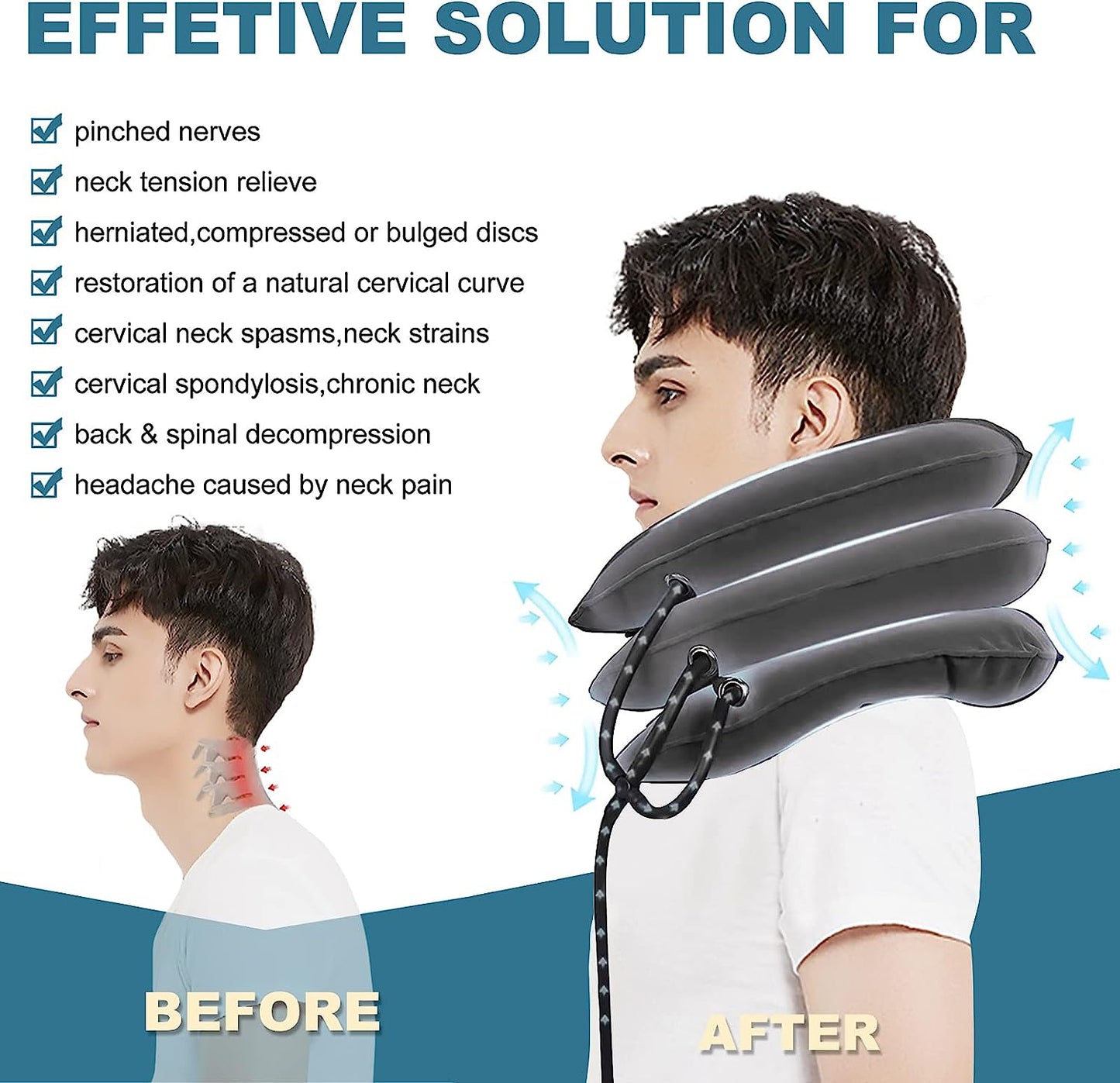 Inflatable Neck Collar Pillow for Cervical Traction & Posture Correction — product image 9