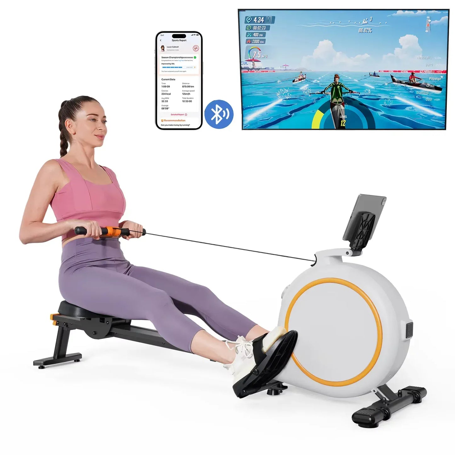 Magnetic Rowing Machine for Home – 32 Level Adjustable Resistance Cardio Trainer with LED Monitor and… — product image 3