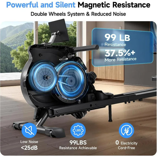 Magnetic Rowing Machine for Home – 350 lb Capacity with 16 Level Silent Resistance and Full Body… — product image 2