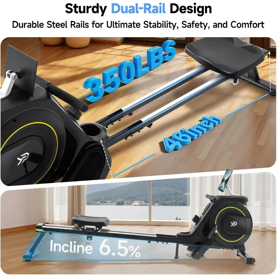 Magnetic Rowing Machine for Home – 350 lb Capacity with 16 Level Silent Resistance and Full Body… — product image 4