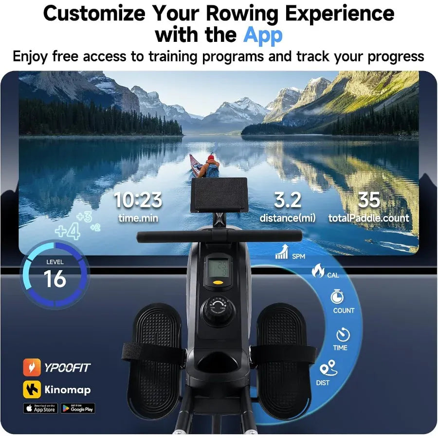 Magnetic Rowing Machine for Home – 350 lb Capacity with 16 Level Silent Resistance and Full Body… — product image 6