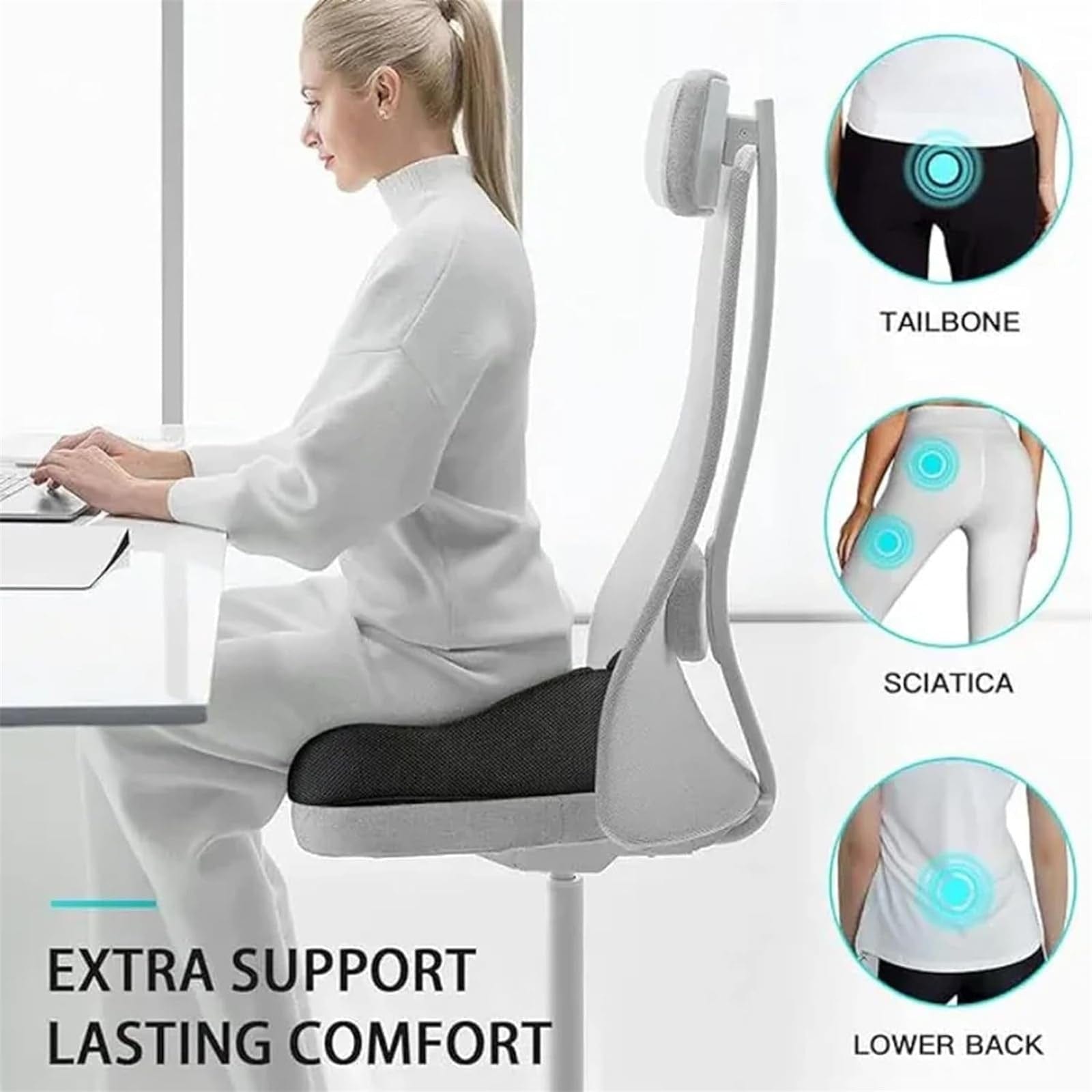 Memory Foam Sit Bone Relief Cushion – Ergonomic Washable Seat Cushion for Pressure Relief, Breathable… — product image 6